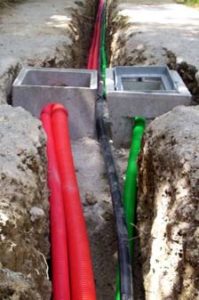Pose d'un reseau AEP PTT EDF